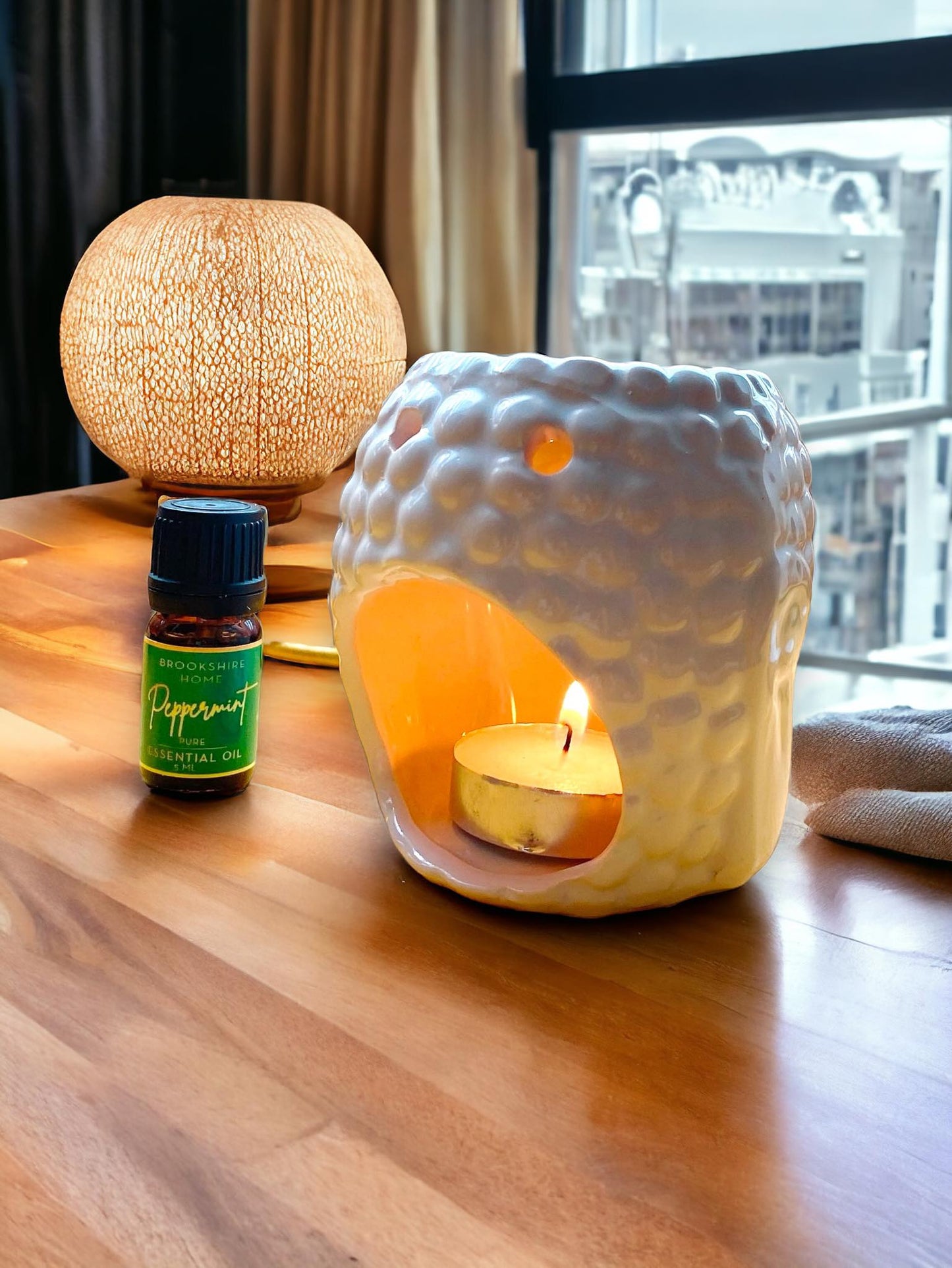 Buddha Essential Oil Burner Set with Essential Oils and Tea light Candles/Zen Zone/Decoration